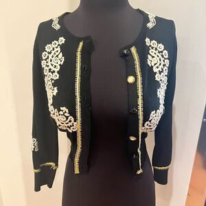 Twelve by twelve cardigan size small black gold white with buttons